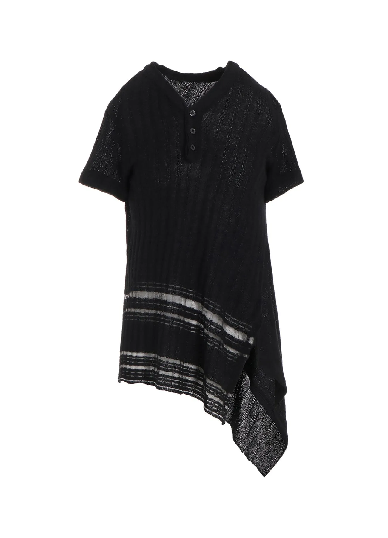 DROP NEEDLE RIB STRIPE ASYMMETRIC HEM PULLOVER Seasonal Wear LowMaintenance Care