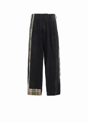 MADRAS CHECK PIGMENT PRINT 3-TUCK WIDE PANTS Performance Design Fit