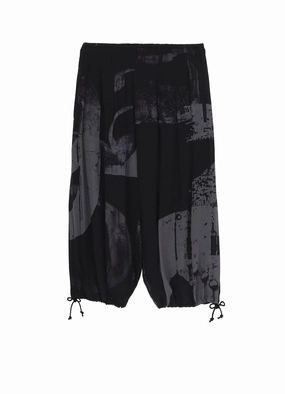 RAYON PRINT  NUMBER PATTERN BALLOON PANTS Easy Access