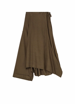 Fashion Daily TENCEL PIGMENT DYEING DRAPED GATHED DETAIL SKIRT