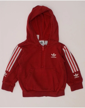 Layered Collar Option Functional Style ADIDAS Baby Boys Hoodie Jumper 18-24 Months Red Cotton