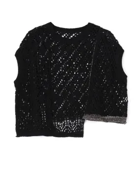 Relaxed Outfit OPENWORK WEAVE PANEL UNEVEN PULLOVER KNIT