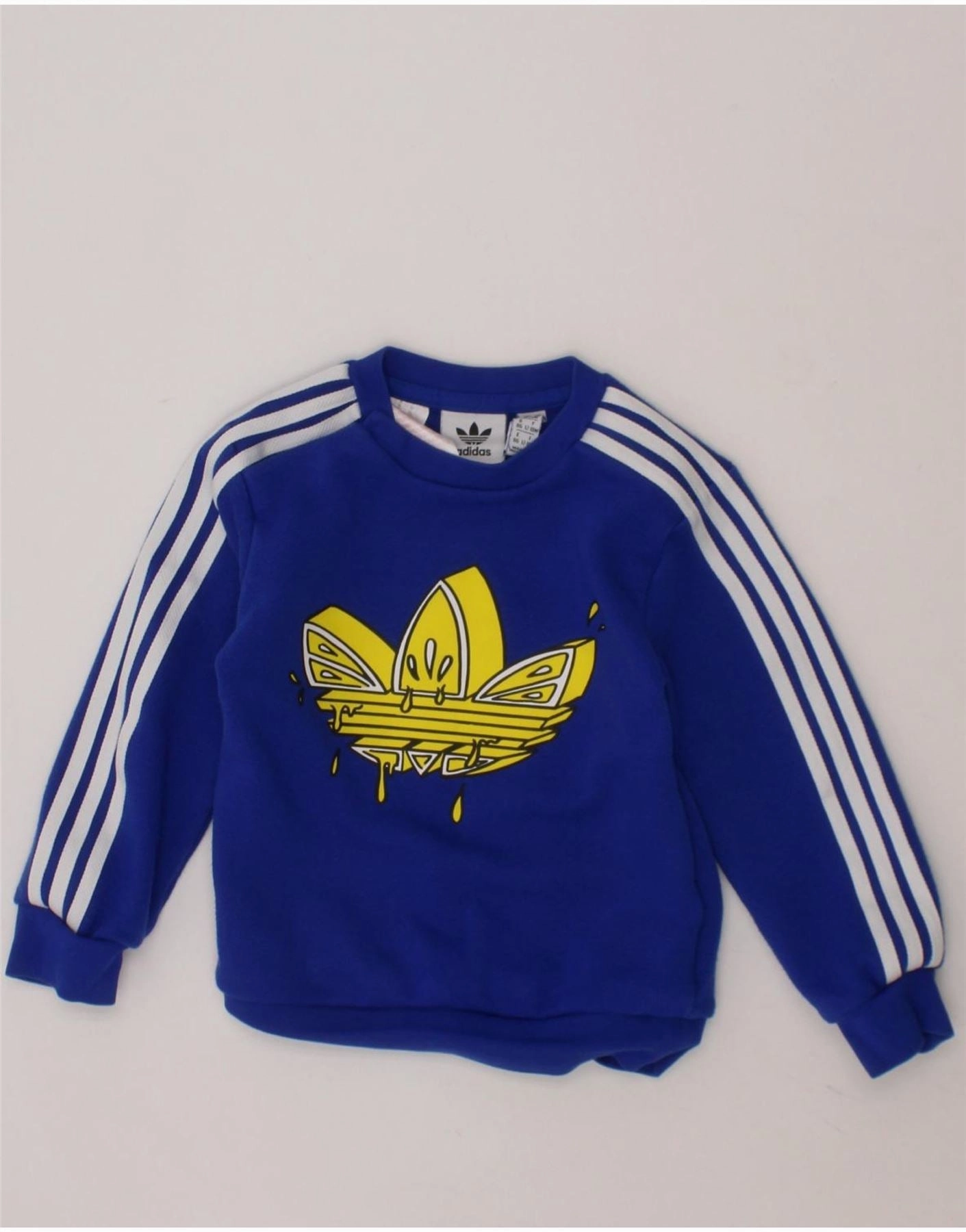 ADIDAS Baby Boys Graphic Sweatshirt Jumper 12-18 Months Blue Cotton Soft Finish Seam Free