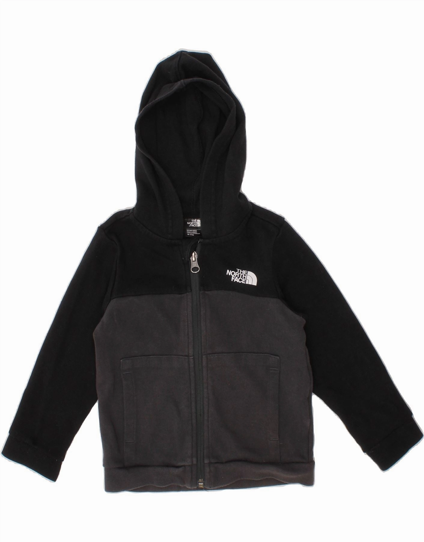 THE NORTH FACE Baby Boys Zip Hoodie Sweater 18-24 Months Black Colourblock Non Irritating
