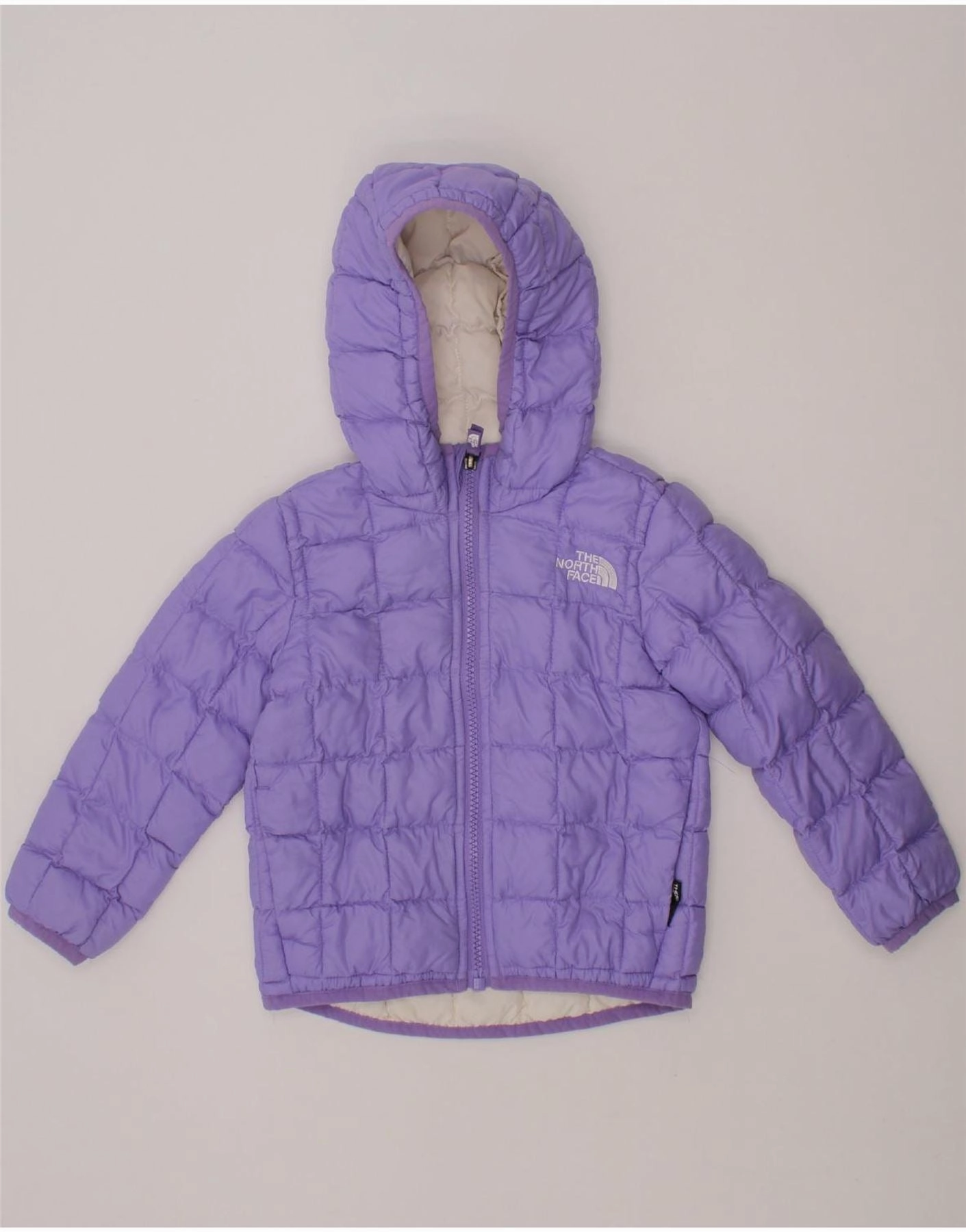 Compression Panels THE NORTH FACE Baby Girls Hooded Padded Jacket 18-24 Months Purple Nylon