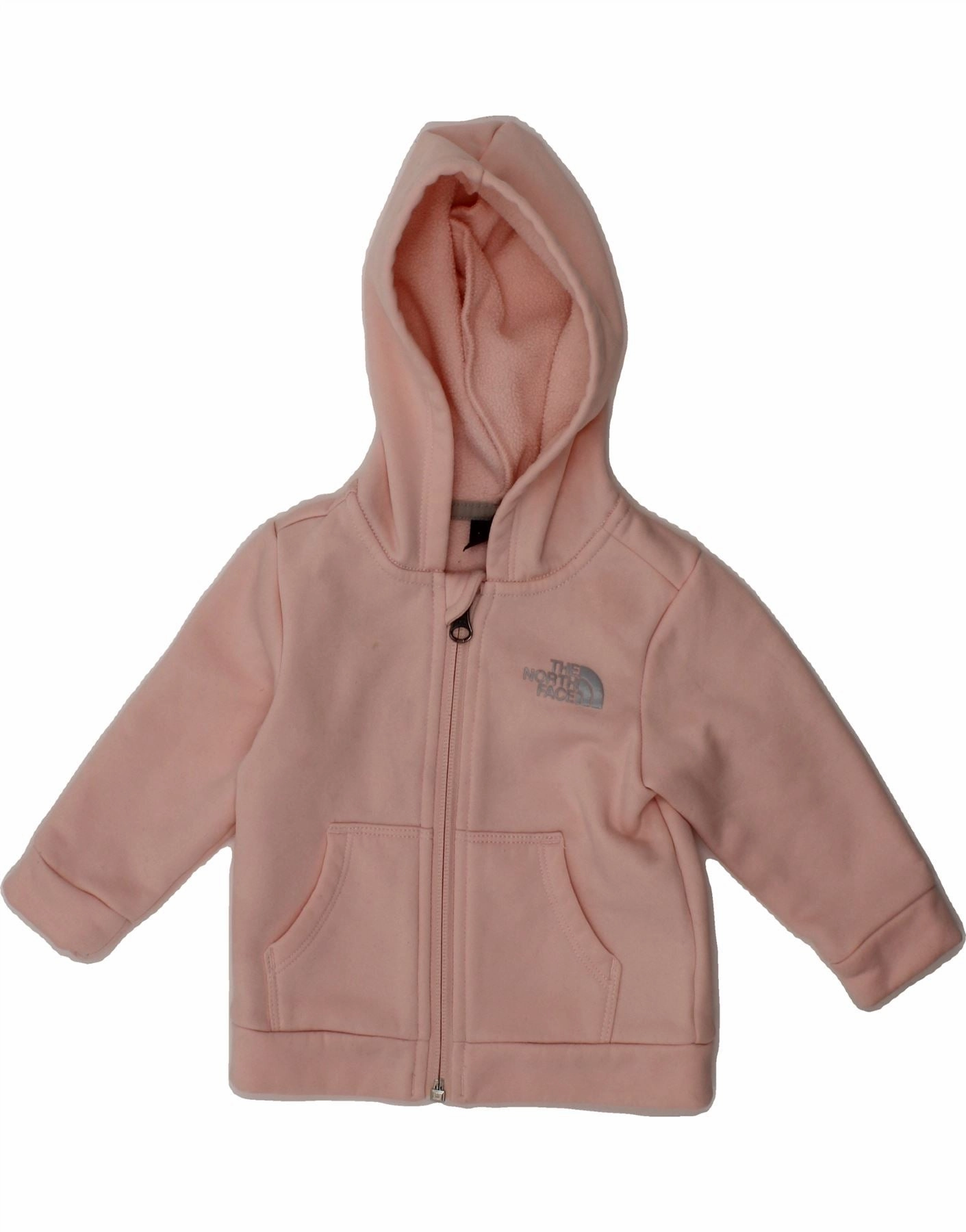 Interlock Knit Structure THE NORTH FACE Baby Girls Zip Hoodie Sweater 3-6 Months Pink Polyester