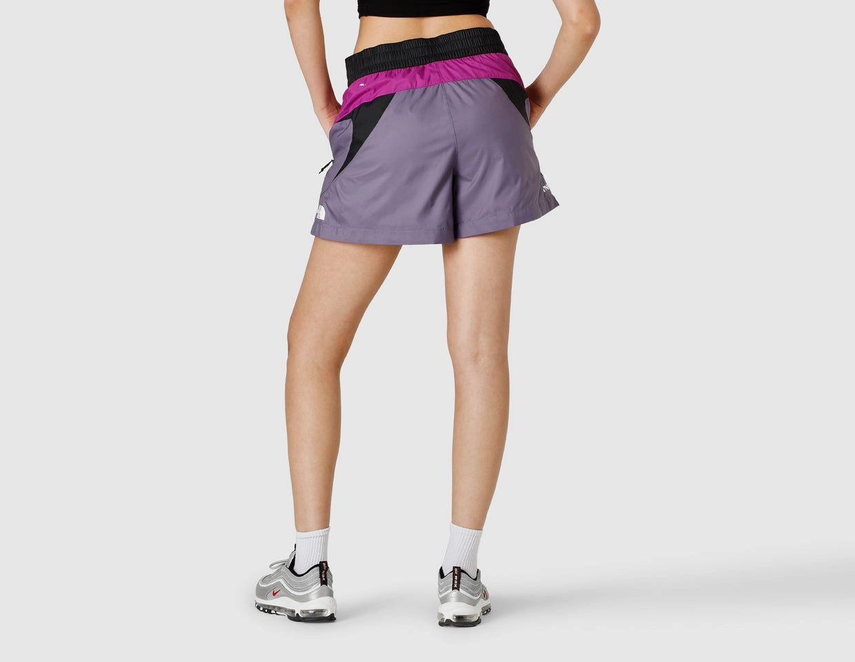 The North Face Women's TNF X Shorts Lunar Slate / Purple Cactus Flower Abrasion Resistant Edges Pocket Reinforcement