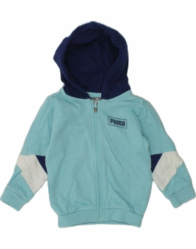 PUMA Baby Boys Zip Hoodie Sweater 3-6 Months Blue Colourblock Cotton Ethical Production Certified