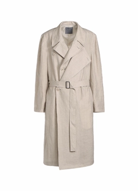 AntiStatic Inner Layer LINEN GAUZE DOUBLE-BREASTED COAT WITH DOUBLE-TAILORED LEFT FRONT