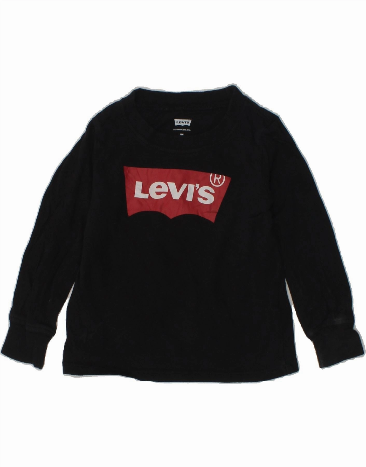 Loopwheel Construction LEVI'S Baby Girls Graphic Sweatshirt Jumper 12-18 Months Black Cotton