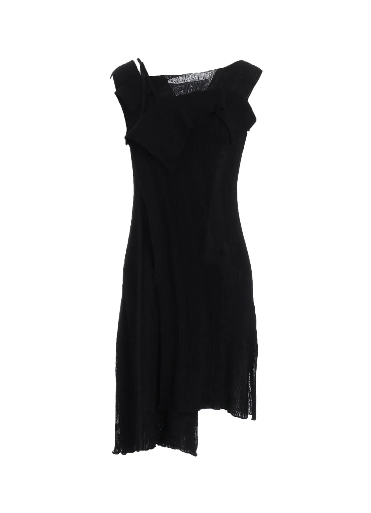 Soft Drape 12G2P RANDOM THIN RIB ASYMMETRIC LONG DRESS