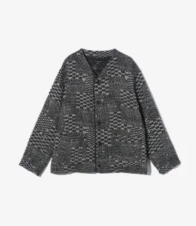 Knit Cardigan ?C Black/White Block Jacquard Seasonless Style