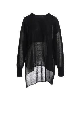 Fashion Favorite MULTI MATERIAL SHEER JERSEY LOOSE BIG PULLOVER