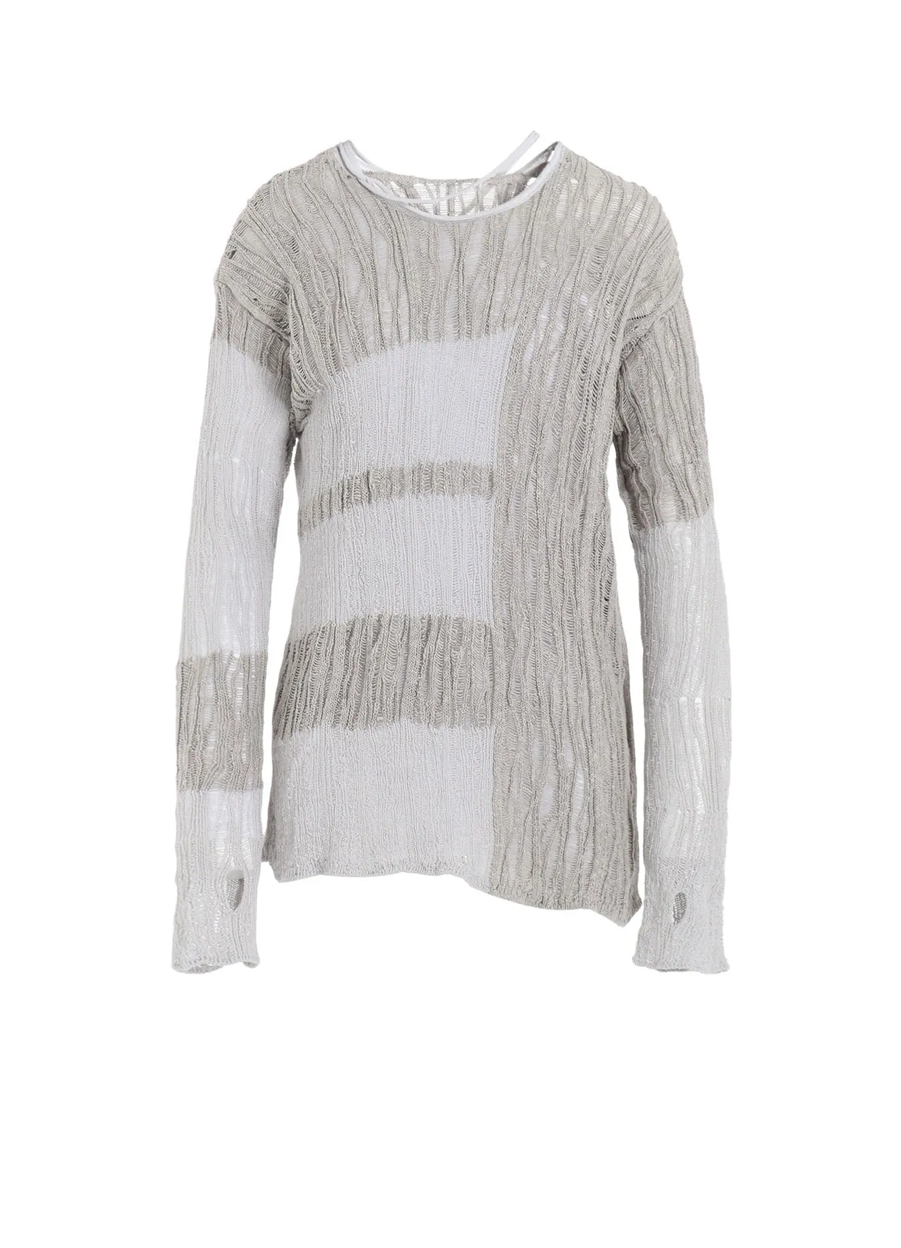 Drop Shoulder Style DROP NEEDLE STRIPE LONG PANEL PULLOVER