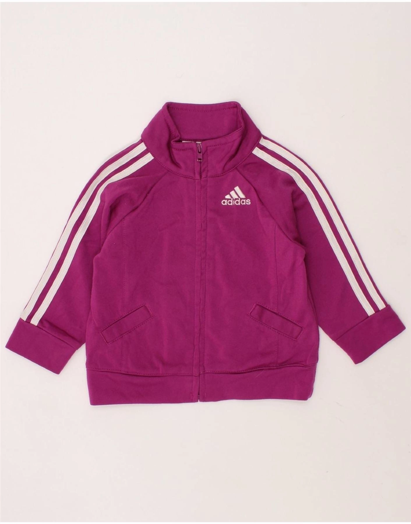 ADIDAS Baby Girls Graphic Tracksuit Top Jacket 6-9 Months Pink Polyester Waterproof Zippers