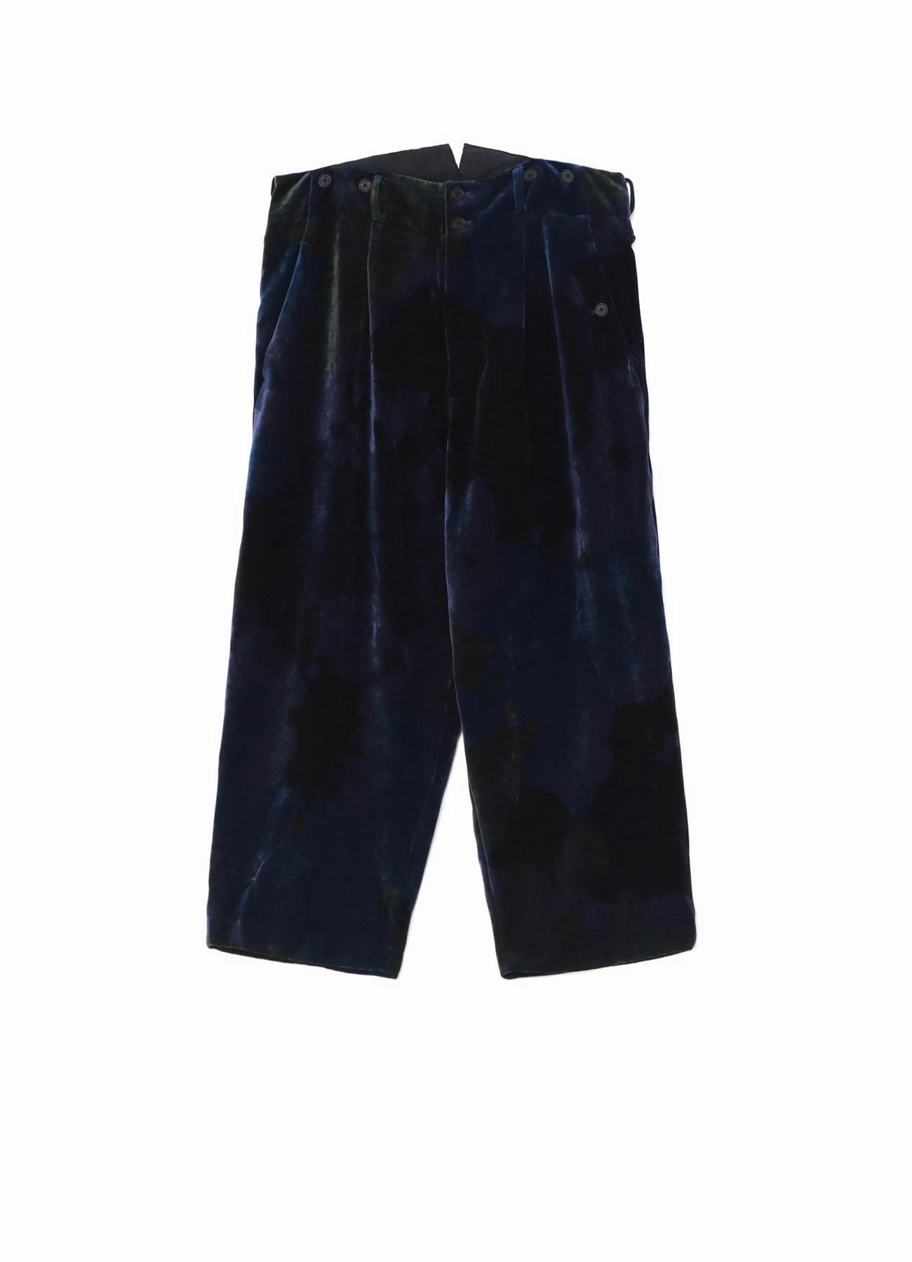 ReinforcedPockets Low Bulk Material TIE-DYE VELVET SUSPENDER PANTS WITH TRIANGLE GUSSET