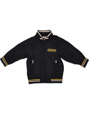 TIMBERLAND Baby Boys Bomber Jacket 9-12 Months Navy Blue Polyester Sport Fit Magnetic Closure