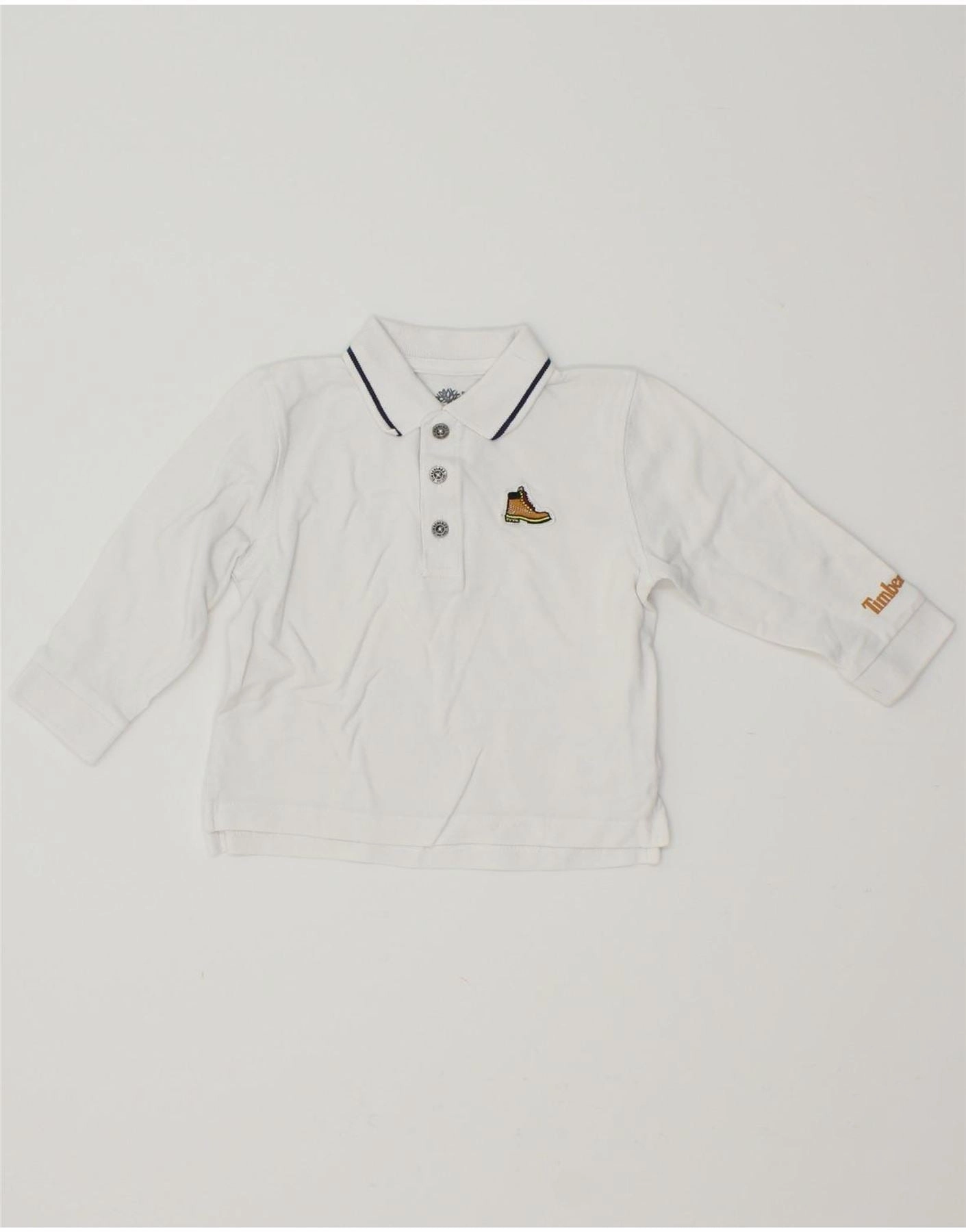 Tear Resistant Reinforcement TIMBERLAND Baby Boys Graphic Long Sleeve Polo Shirt 18-24 Months White