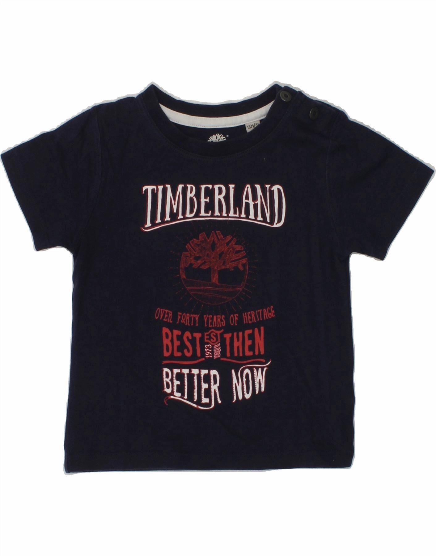 TIMBERLAND Baby Boys Graphic T-Shirt Top 12-18 Months Navy Blue holiday season Flex Fit Collar