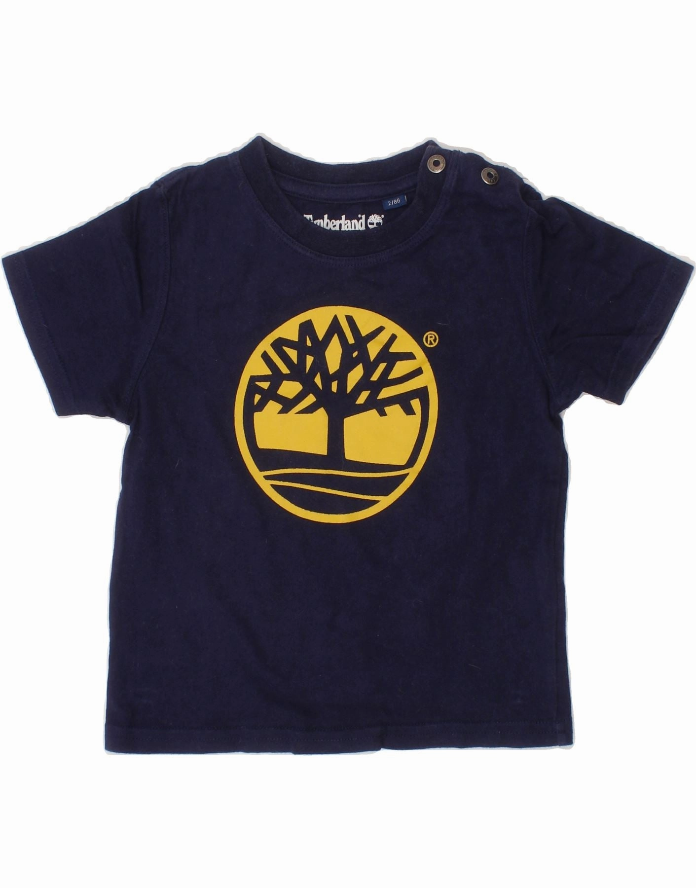 Beach Ready Travel Friendly TIMBERLAND Baby Boys Graphic T-Shirt Top 18-24 Months Navy Blue Cotton
