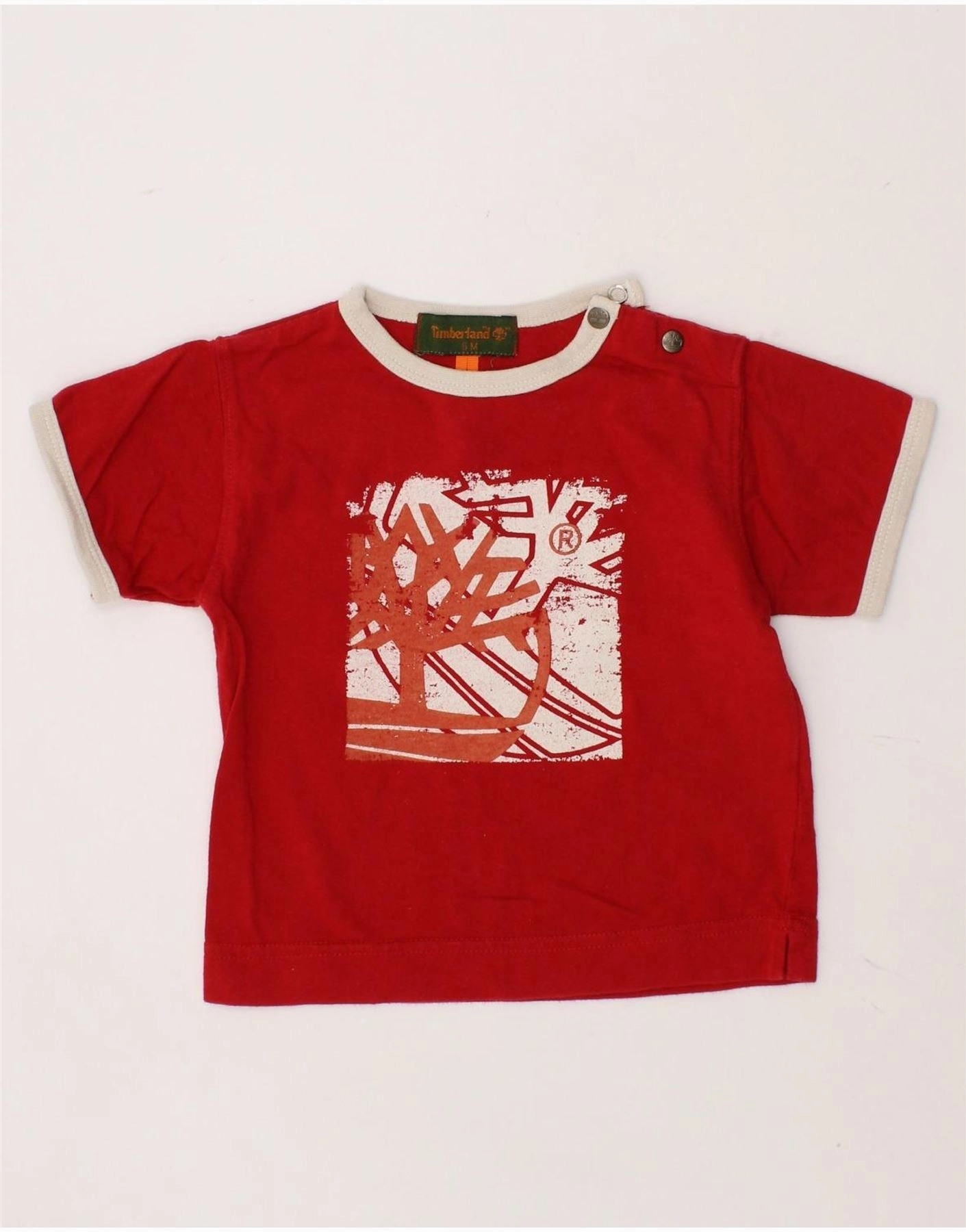 TIMBERLAND Baby Boys Graphic T-Shirt Top 3-6 Months Red Cotton Hooded Option
