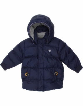 TIMBERLAND Baby Boys Hooded Padded Jacket 18-24 Months Navy Blue Polyamide High-Tech Protection