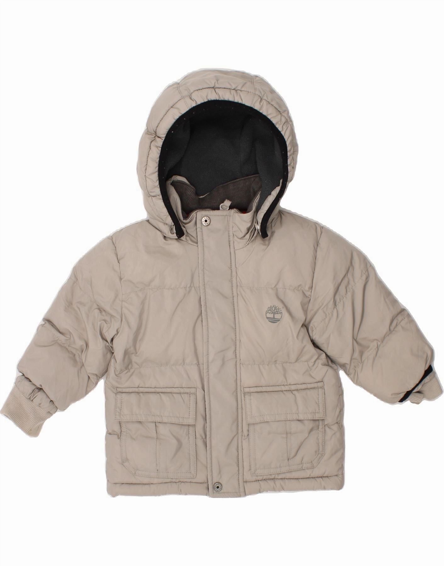 TIMBERLAND Baby Boys Hooded Padded Jacket 6-9 Months Grey Polyester half-zip suitable for award ceremonies