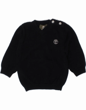 Recycled Polyester TIMBERLAND Baby Boys V-Neck Jumper Sweater 3-6 Months Navy Blue Cotton