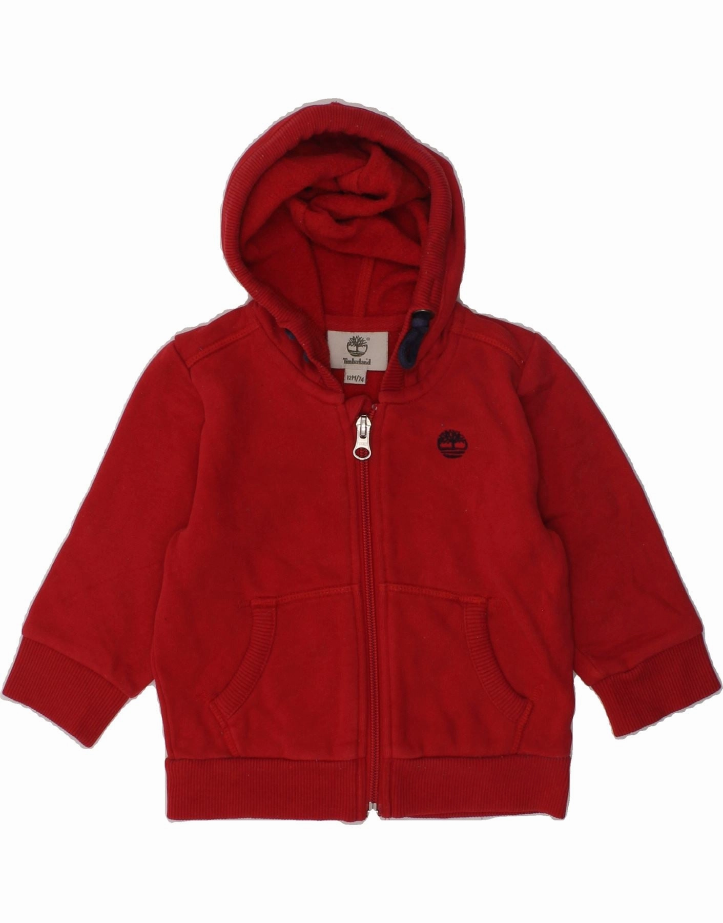 Indoor Comfort Daily Warmth TIMBERLAND Baby Boys Zip Hoodie Sweater 9-12 Months Red Cotton