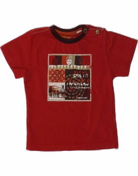 TIMBERLAND Baby Girls Graphic T-Shirt Top 3-6 Months Red Cotton EasyCare Fabric Soft Touch