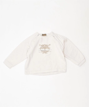 TIMBERLAND Girls Graphic Sweatshirt Jumper 12-18 Months White Cotton Travel Comfort Urban Casual Look