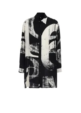 RAYON PRINT  NUMBER PATTERN LONG SHIRT Military Inspired Odor Control Fabric