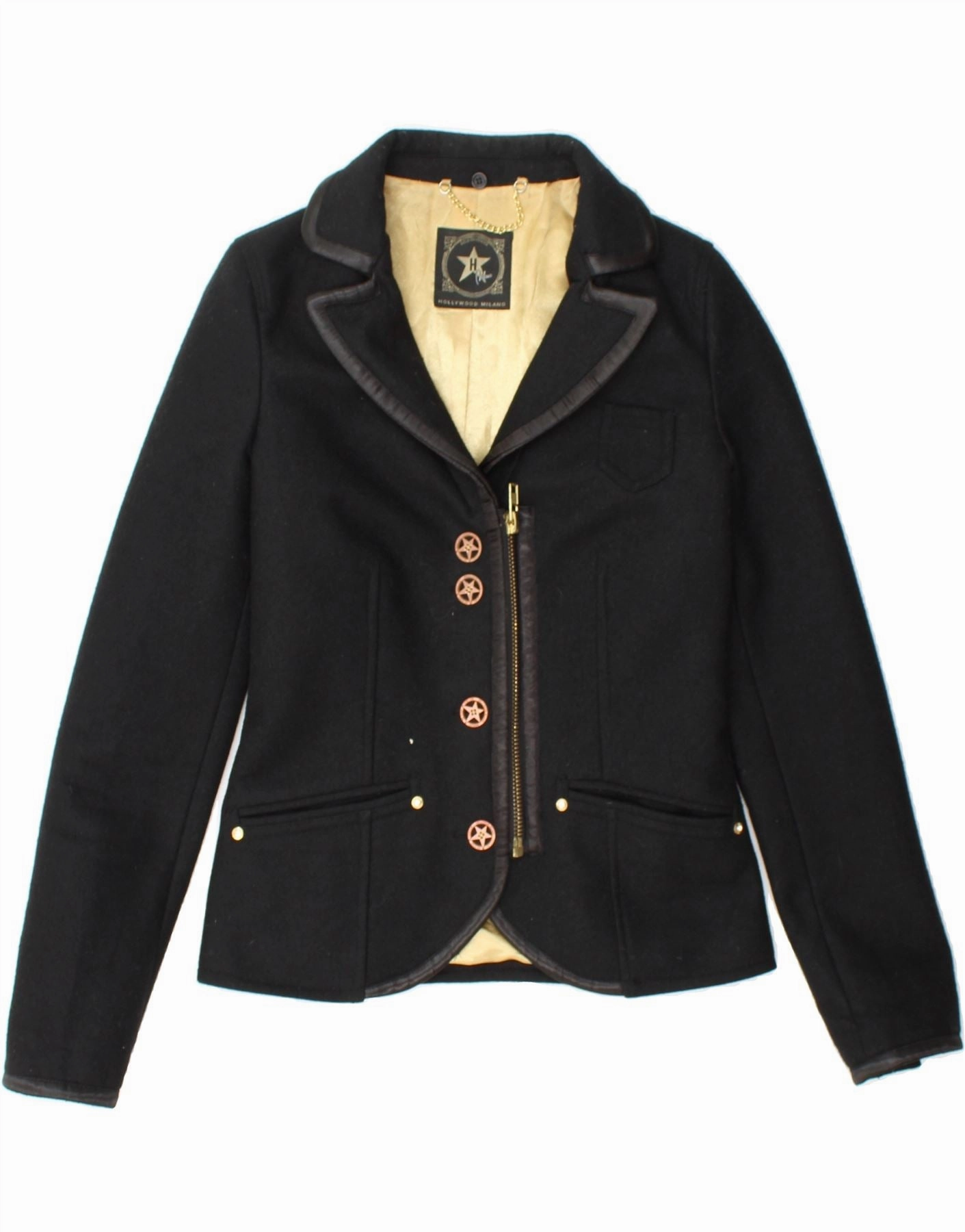 Versatile Style All-Occasion Comfort VINTAGE Womens Blazer Jacket UK 10 Small Black Wool