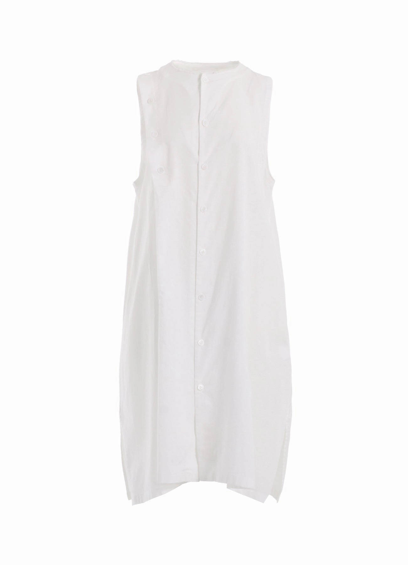 [Y's BORN PRODUCT] THIN COTTON TWILL ASYMMETERIC BUTTON DRESS Stylish Look High Hemline