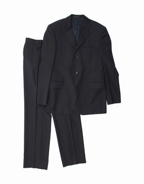 Trendy Fit Sleek Appeal HUGO BOSS Mens 3 Button 2 Piece Suit UK 52 XL W32 L33 Navy Blue