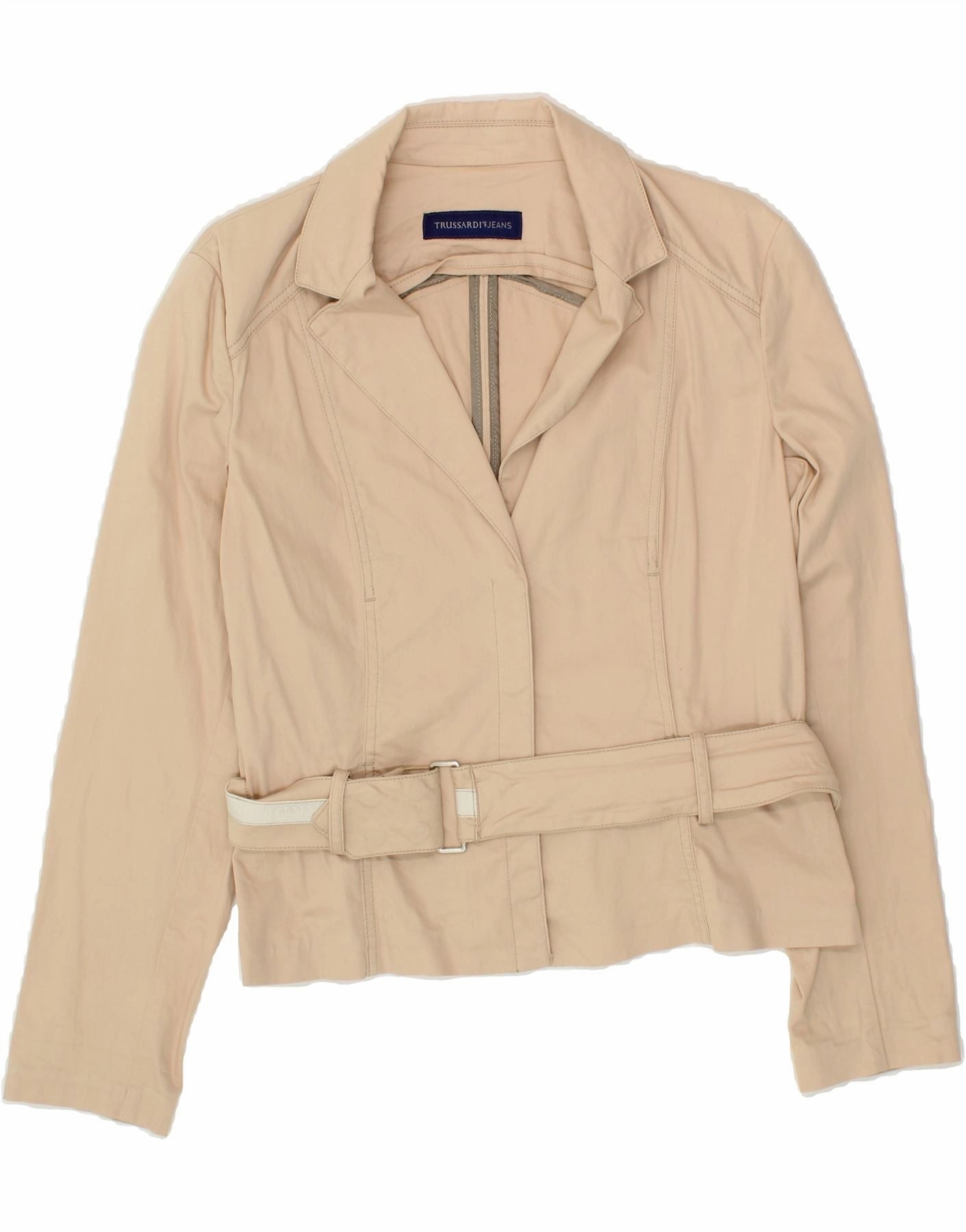 Business Precision TRUSSARDI JEANS Womens Blazer Jacket IT 46 Large Beige Cotton