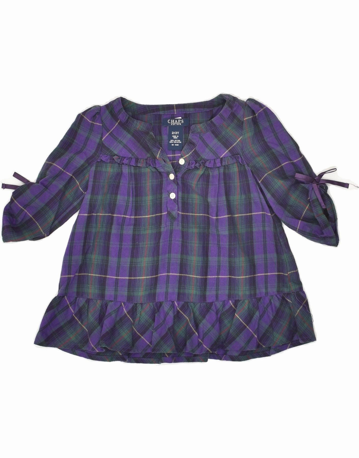 Shore Time Wedding guest CHAPS Baby Girls Tunic Dress 18-24 Months Navy Blue Check Cotton