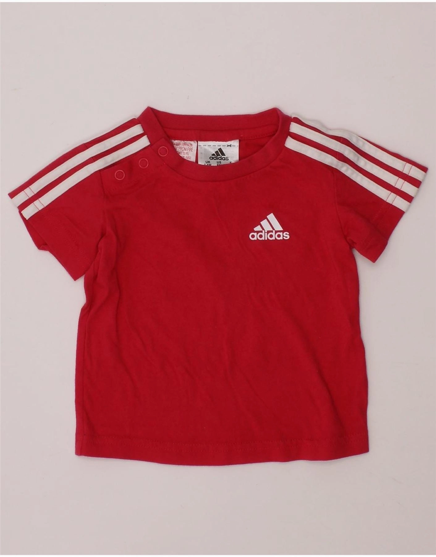 Bold Print Street Fashion ADIDAS Baby Girls T-Shirt Top 3-6 Months Red Cotton