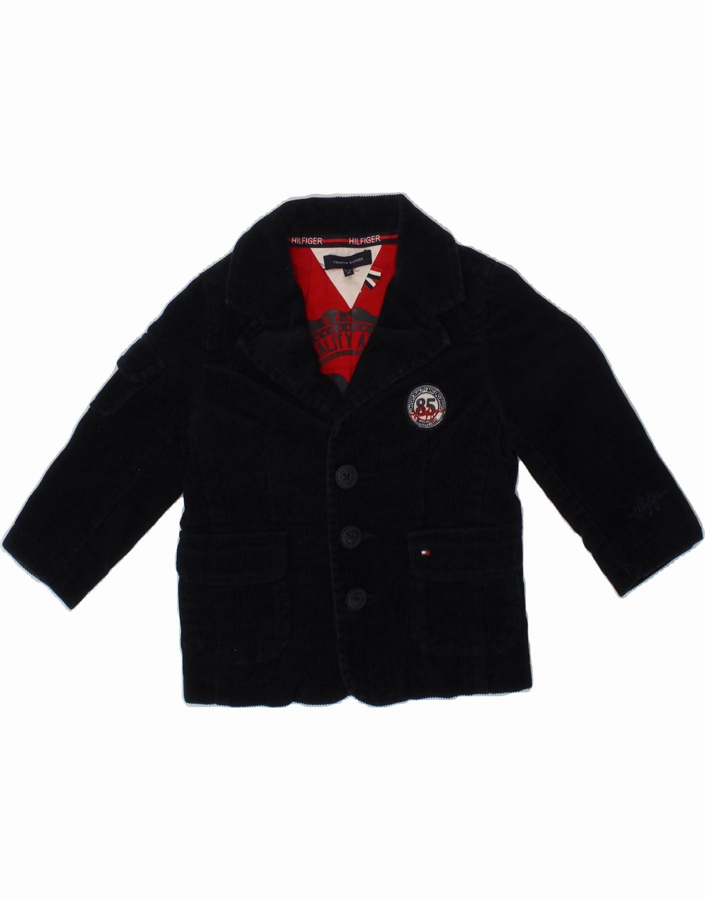 TOMMY HILFIGER Baby Boys Corduroy Jacket 9-12 Months Black Cotton Hyperguard Water Resistance