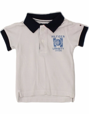 TOMMY HILFIGER Baby Boys Graphic Polo Shirt 9-12 Months White Cotton high-low hem Work Appropriate