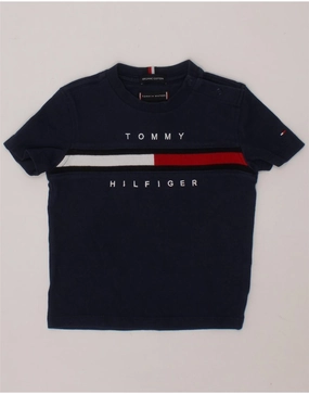 Functional Fashion TOMMY HILFIGER Baby Boys Graphic T-Shirt Top 6-9 Months Navy Blue Cotton