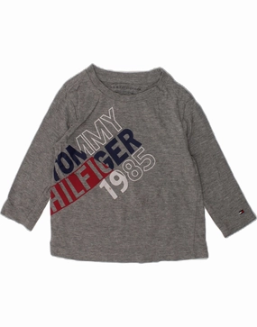 TOMMY HILFIGER Baby Boys Graphic Top Long Sleeve 18-24 Months Grey Cotton Business Meeting