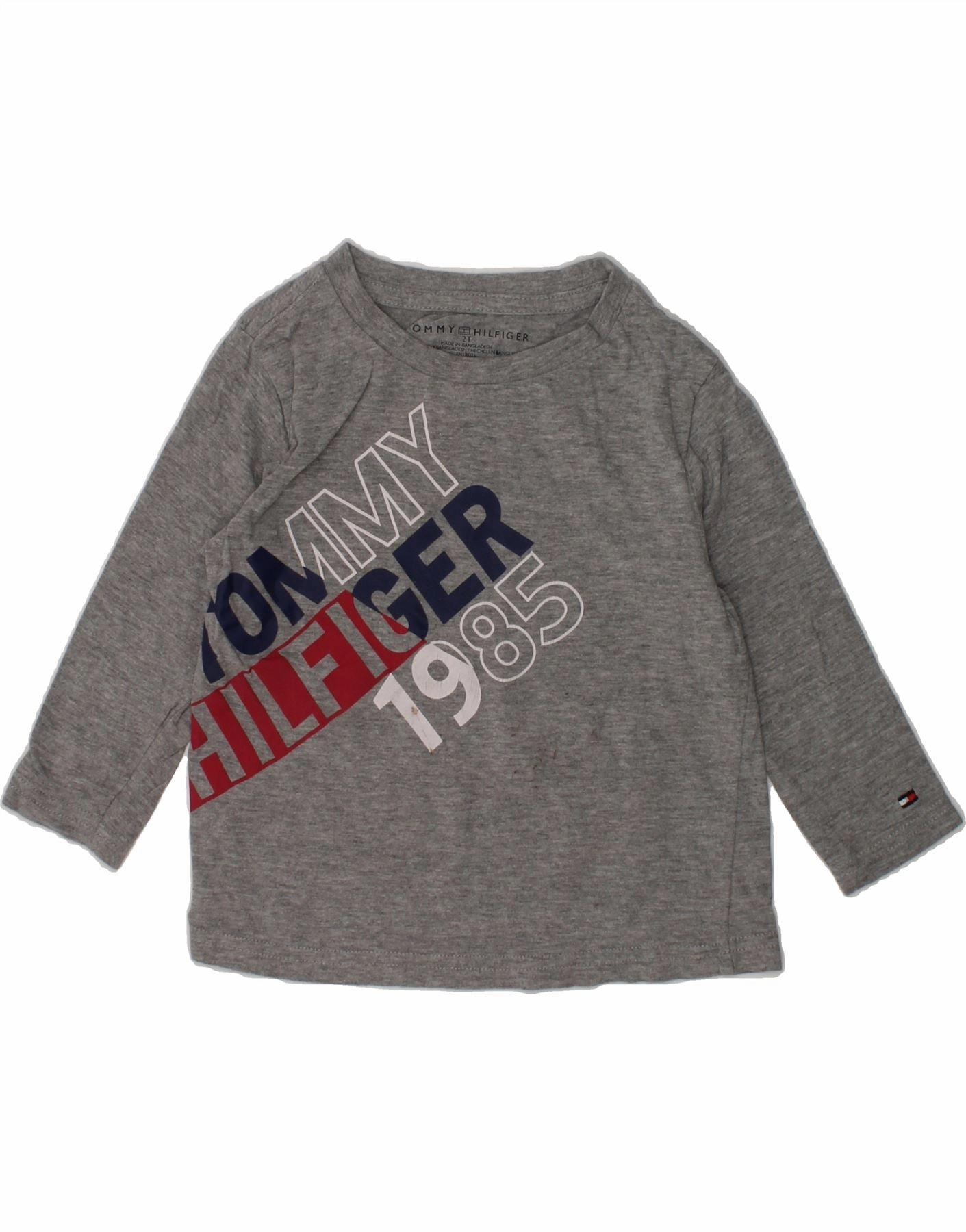 TOMMY HILFIGER Baby Boys Graphic Top Long Sleeve 18-24 Months Grey Cotton Business Meeting