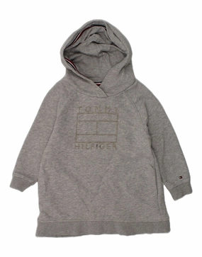 TOMMY HILFIGER Baby Girls Graphic Hooded Jumper Dress 12-18 Months Grey Perfectly Tailored