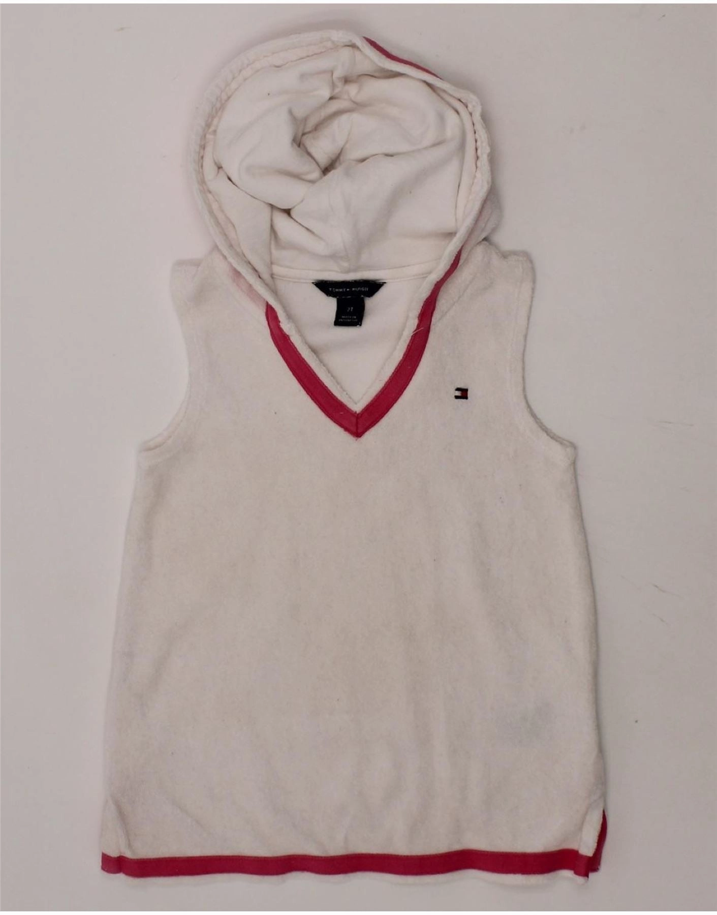 Subtle Detail Fall Outfit TOMMY HILFIGER Baby Girls Hooded Vest Tank Top 18-24 Months White Cotton
