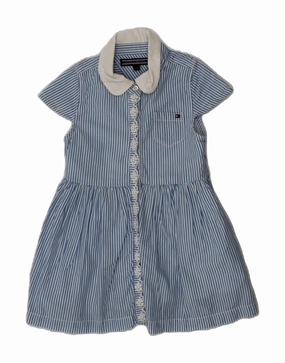 Mid layer TOMMY HILFIGER Baby Girls Shirt Dress 9-12 Months Blue Striped Cotton