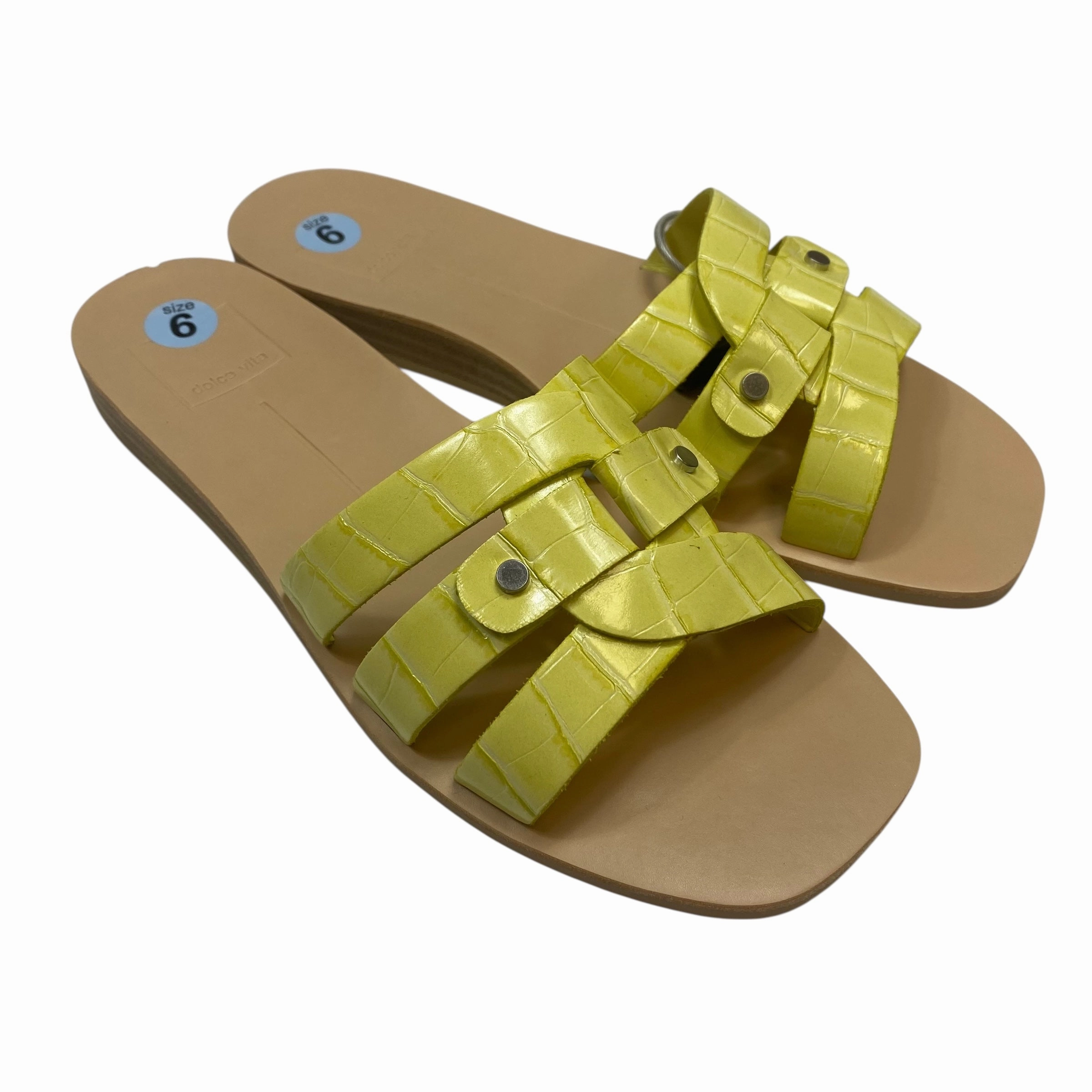 Sandals Flats By Dolce Vita In Yellow, Size:6 Non Slip Traction Toe Thong