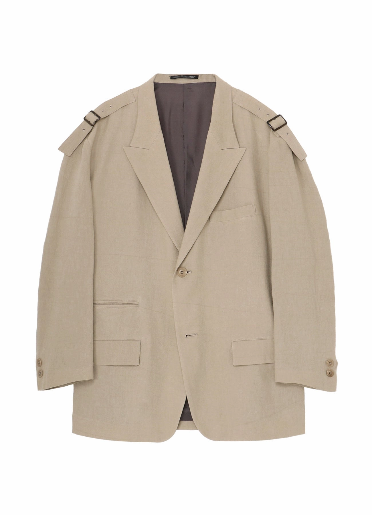 COTTON LINEN VIYELLA 2-BUTTONS JACKET WITH SHOULDER BUCKLES Smart Casual