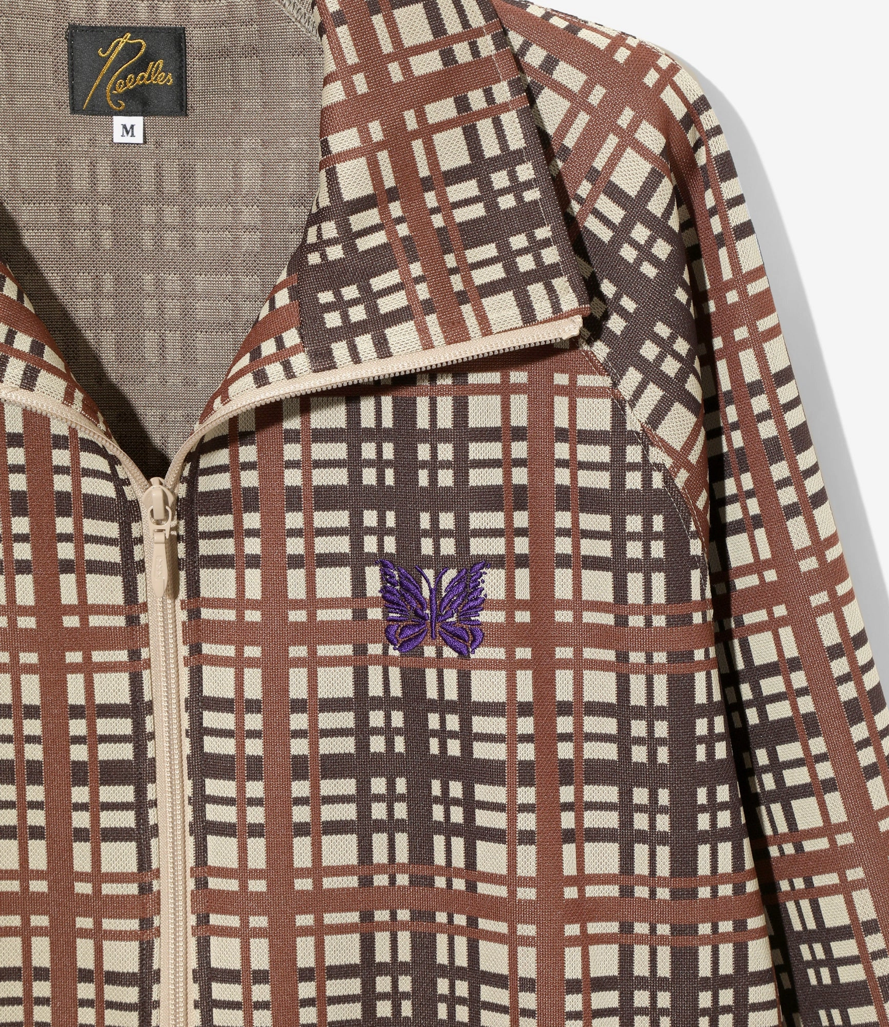 No Bulk Technique Track Jacket ?C Taupe Plaid Jacquard