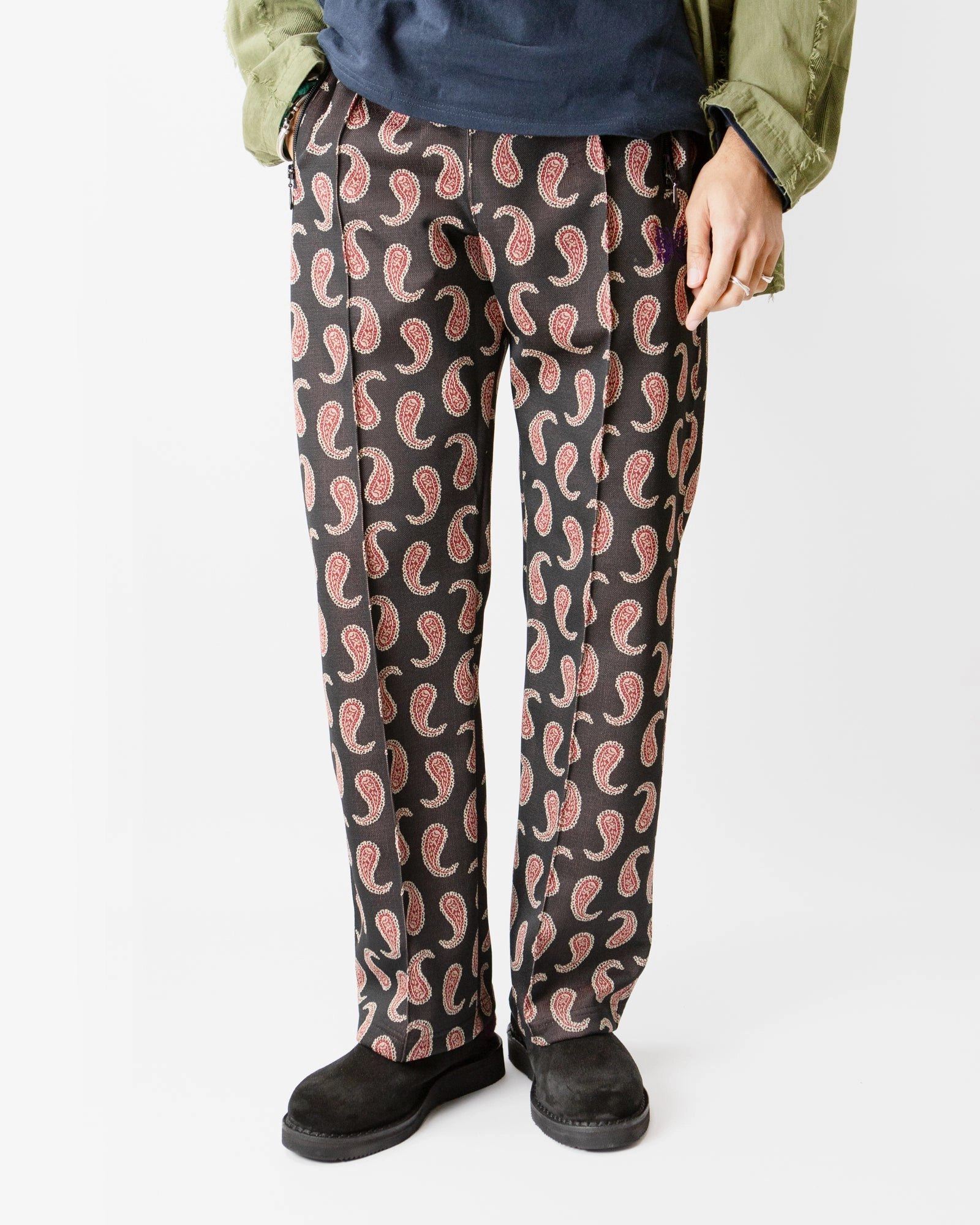 High-waisted fit Track Pant ?C Paisley Jacquard Polyester